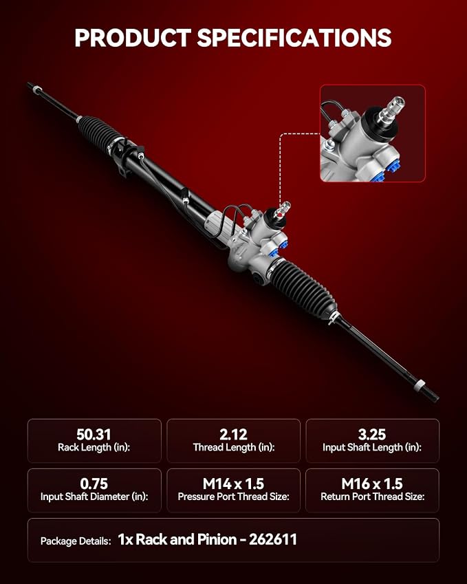 Torchbeam Power Steering Rack & Pinion Assembly Fit for 1999 2000 2001 2002 2003 RX300, Hydraulic System Steering, Replaces OEM 26-2611