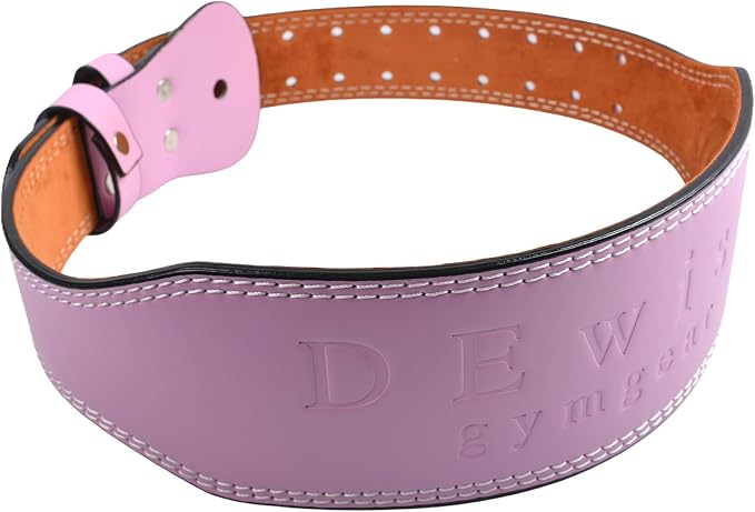 Leather Gym Fitness Belt, 4" & 6" Padded Lumbar Back Support, 10 Adjustable Holes for Weightlifting Powerlifting Bodybuilding Deadlift Squat Workout Strength Training