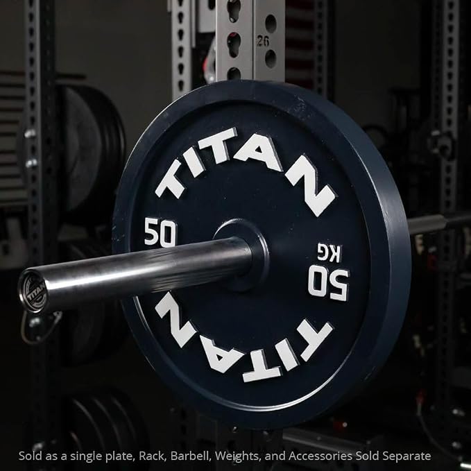 Titan Fitness Olympic Calibrated Steel Powerlifting Plates, Machine Precision Steel Discs
