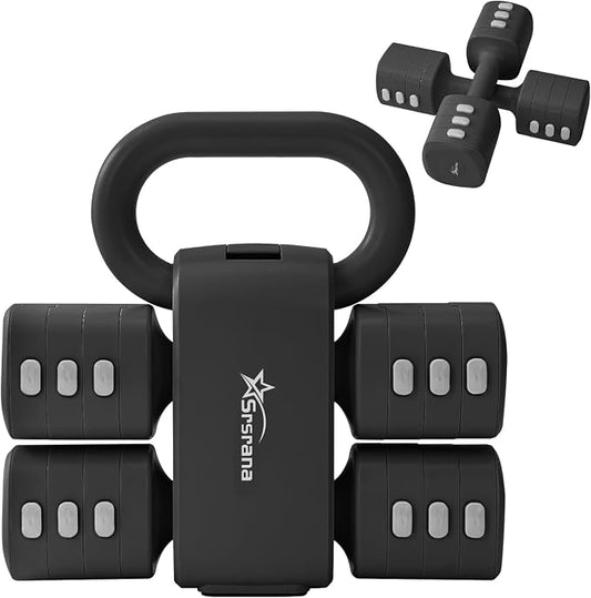 2-in-1 Adjustable Dumbbell & Kettlebell Set for Women (1.1-12.1 lbs), Quick-Change Free Weights for Home Gym, Pilates & Full Body Workout