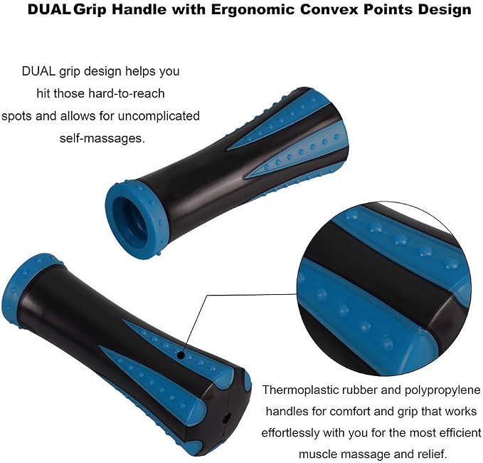 YANSYI Professional 9-Roller Deep Tissue Massage Stick - Portable Muscle Recovery Roller for Athletes, Relieves Post-Workout Soreness & Leg/Back Pain - Portable Physio Tool (Blue 1)