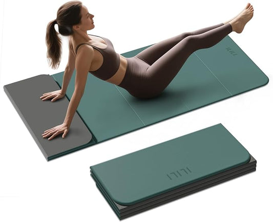 ILILI Foldable Yoga Mat 10mm, Extra Thick, Extra Long, 75x26x0.4 Inch, TPE | Non-Slip Grip, Easy Carry&Storage, Comfort Cushion, SGS Safe, Suitable for Yoga, Pilates, Home Exercise&Outdoor Travel