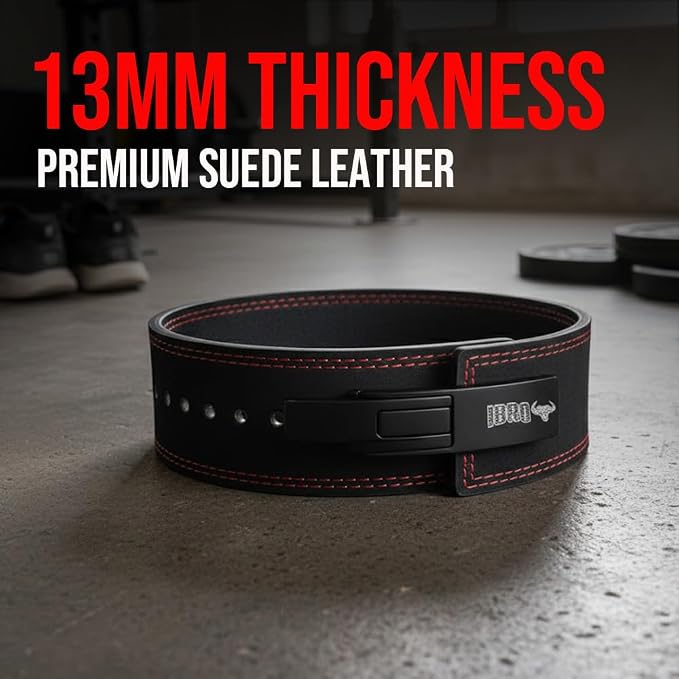 IBRO Powerlifting Lever Gym Belt – Power 8MM, 10MM or 13MM Extreme Heavy Duty Genuine Leather Belts - Squats Deadlifts Bodybuilding Weight Lifting IPF Power Lifting Strongman for Men