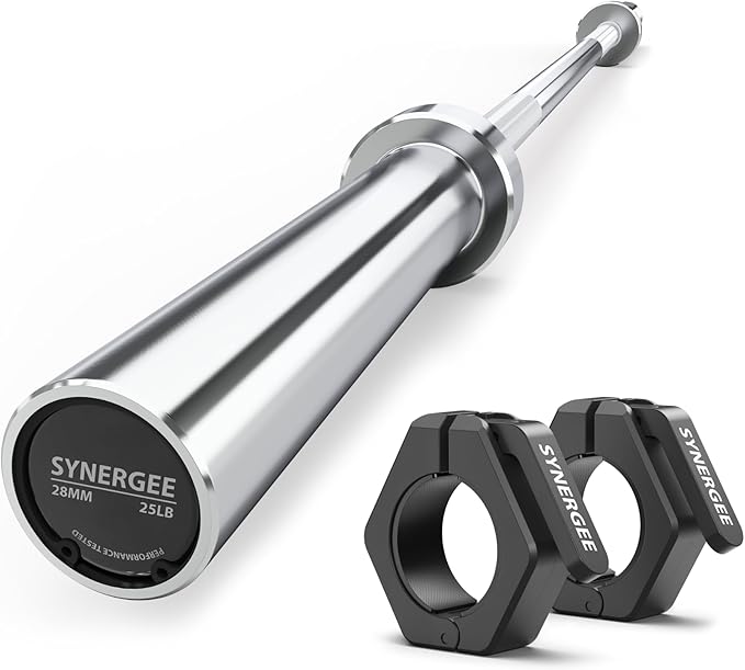 Synergee Olympic Barbell – 20/25 lb, 2" Bar, 350 lb Cap, Magnetic Collars