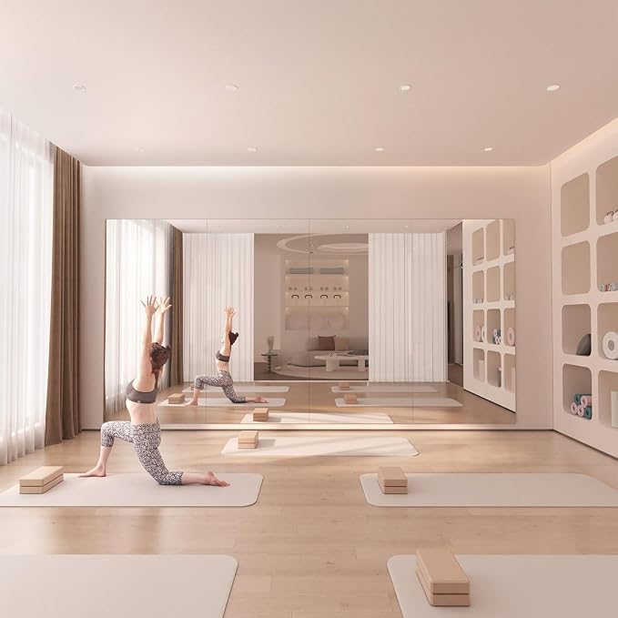 Hasipu 2 Pcs Home Gym Mirror, 72" x 36" Each, Large Full Length Frameless | Tempered Glass, Wall Mounted Full Body Frameless Mirrors for Workout Yoga Garage Bedroom Pilates Dance Fitness or commercial