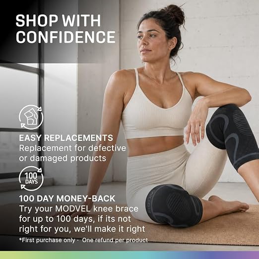 Modvel 2 Pack Knee Brace for Women - Knee Support for Walking, Knee Compression Sleeves for Pain Relief, Knee Sleeves for Women, Knee Brace for Sports, Workouts & Arthritis