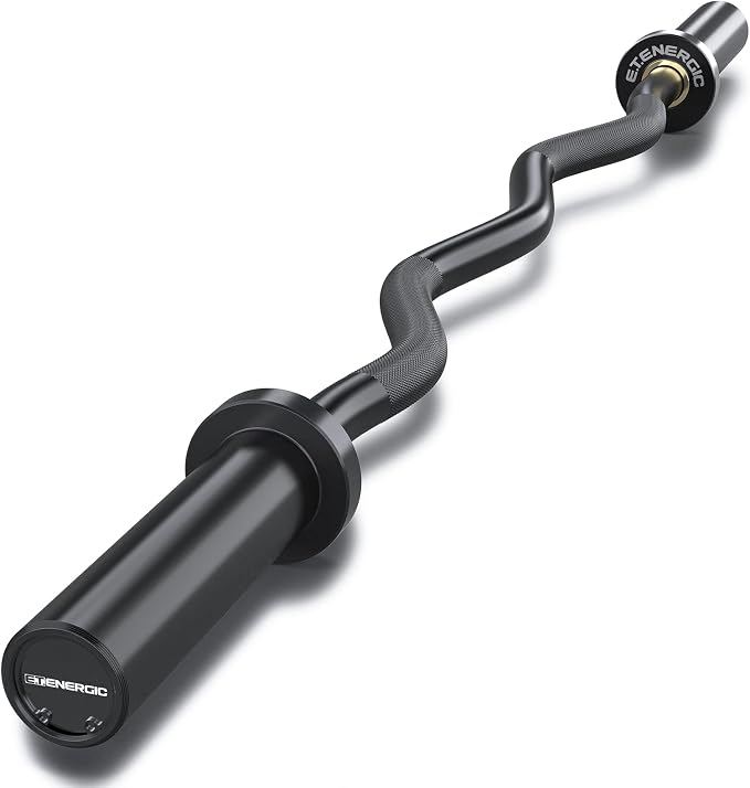 47” Solid Steel Olympic Curl Bars, 500LB | EZ and Super EZ curl bars with knurled grips, rotating sleeves, solid steel build, and 2-inch Olympic plate compatibility