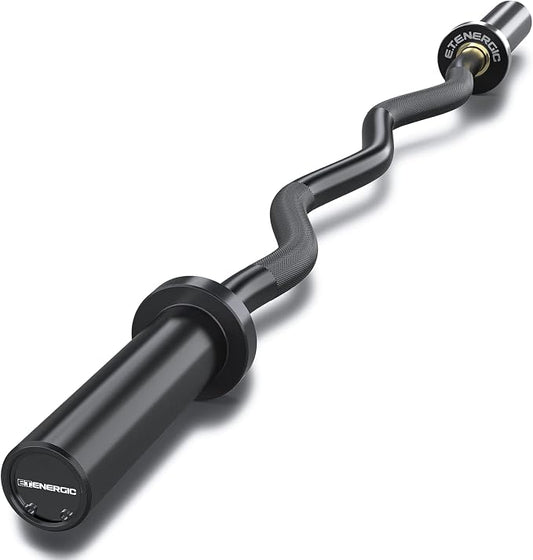 47” Solid Steel Olympic Curl Bars, 500LB | EZ and Super EZ curl bars with knurled grips, rotating sleeves, solid steel build, and 2-inch Olympic plate compatibility