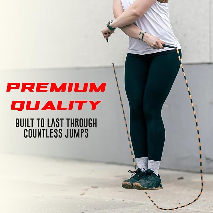 Elite Jumps Edge Beaded Adjustable Jump Rope, Do Hard Things | Tangle-free 1-inch shatterproof beads. Long edge handles. Adjustable for all ages.