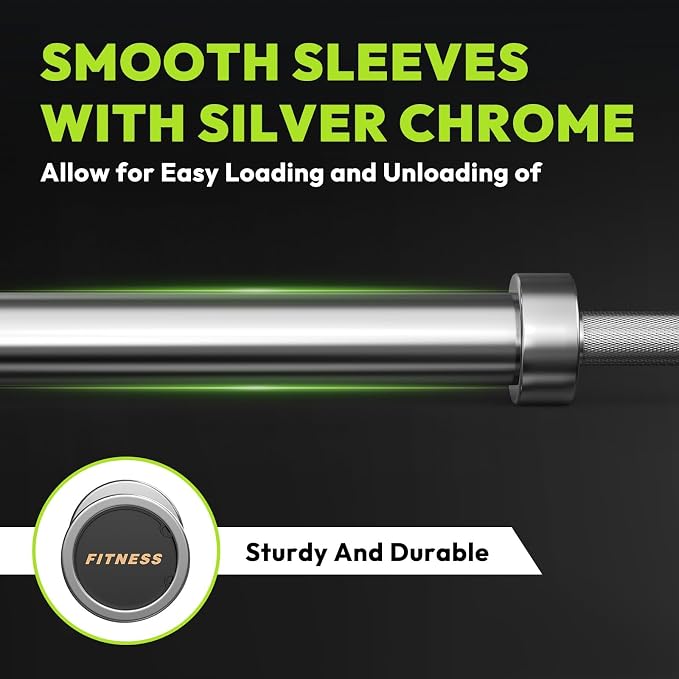 HANDBODE Olympic Barbell, 4FT, 5FT, 6FT & 7FT Weight Bar, Multiple Options | 2-Inch Needle Bearings, Hard Chrome Coating, Knurled Grip, Powerlifting, Bench Press, Deadlift, Squat, Hip Thrusts And Cleans