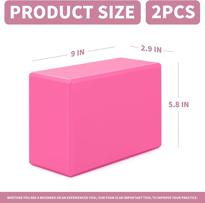 Yoga Blocks 2 Pcs, 9"x6"x3" Yoga Brick Foam Blocks EVA Foam Block Yoga Props Accessories for Yoga Pilates Stretching and Meditation