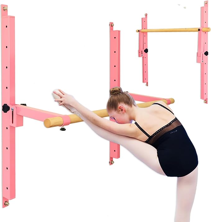 Seliyoo Ballet Barre Wall Mount,Height Adjustable Dance Bar | 4 FT /5FT Portable Solid Beech Wood Bar,Ballet Stretching and Barre Workout, Kids and Adults, Easy Install