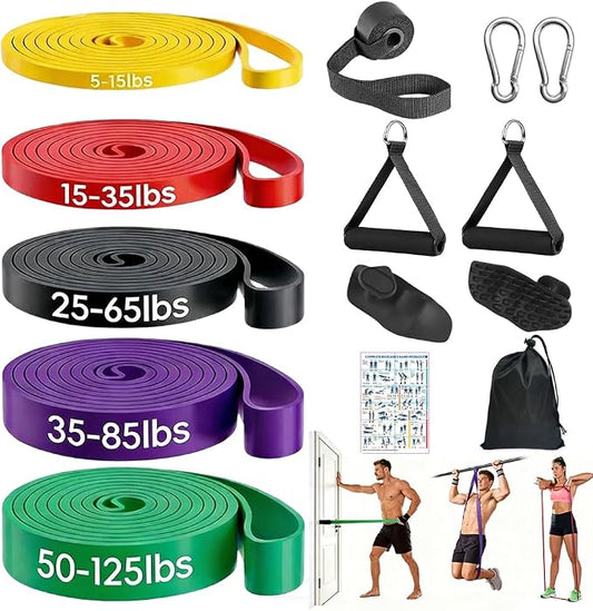 Pull Up Assistance Bands, Resistance Bands Set with Handles for Men Women, Workout & Exercise Bands, 5-Level Elastic Bands for Working Out, Stretch Bands for Home Gym, Stretching & Physical Therapy