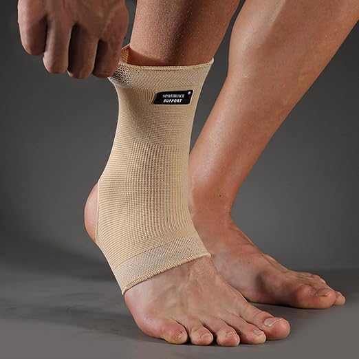 SPOTBRACE Ankle Brace Compression Sleeve, Ankle Support For Women Men 2Pack | Elastic, Open Heel, Beige, Breathable, Thin, Soft, Foot Compression Sock Wrap for Swelling, Plantar Fasciitis, Sprain, Size S