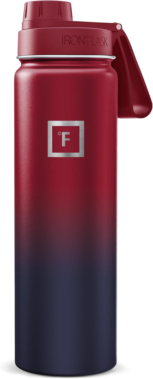IRON °FLASK 24 oz Wide Mouth Water Bottle with Spout | Insulated Stainless Steel Sports Water Bottle with Leakproof Spout Lid - BPA Free, Cold 24 Hrs, Sweat Free (Dark Rainbow)