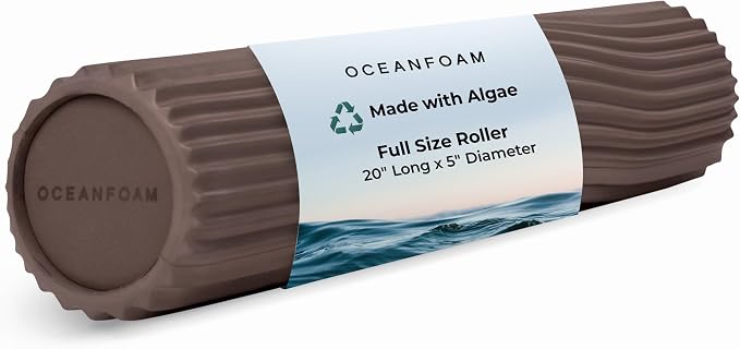 Oceanfoam Tidal Roller - Espresso - Muscle Massage Foam Roller for Back Pain & Stretching - Firm and Ergonomic Wide Wave Textured - Yoga, Athletics, & Wellness - Full Size, 20" x 5"