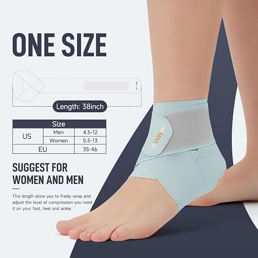 Ultra Thin Ankle Wraps Ankle Brace for Men ＆ Women, Adjustable Ankle Straps for Arch, Sprained Foot, Tendinitis, Football, Basketball, Running（Azure, 2 Pack）
