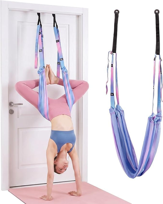 Leg Stretcher Strap - Yoga Stretching Strap,Yoga Door Swing,Backbend Training Rope with Door Anchor, Flexibility Trainer Stretching Equipment Assist Stretch Strap for Fitness Gymnastics Dance Aerial Ballet (purple)