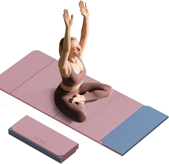 LVME Foldable Yoga Mat, 71"x24"x1/3" Thick(8mm), Non Slip Exercise Mat | SGS Certified POE, Fitness Travel Mat, Easy To Store, Foldable for Exercise, Yoga, Pilates, Home Workouts