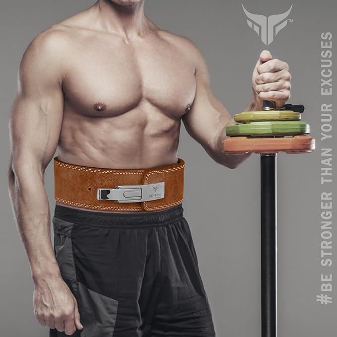 Mytra Fusion Weight Lifting Belt for Men and Women Gym Belt 10MM Thick and 4" wide 100% Genuine Leather Workout Belt for Weightlifting, Powerlifting, Gym, Training and Bodybuilding