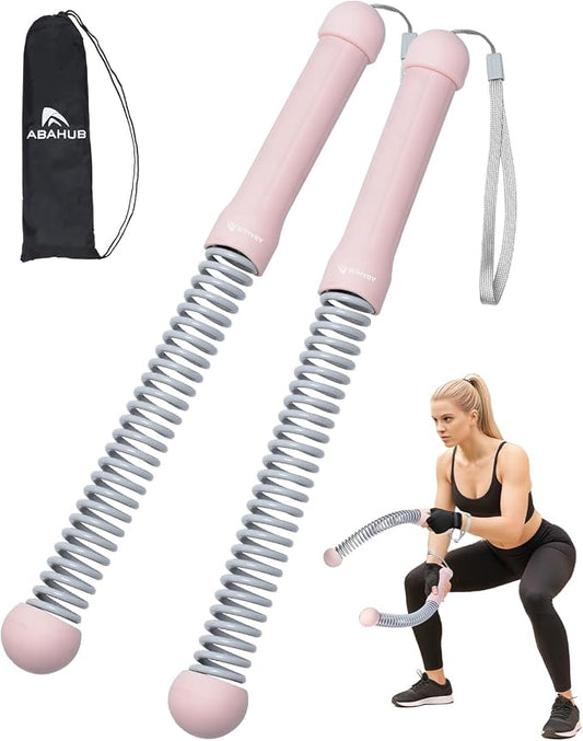 Abahub Weighted Ropeless Battle Rope, Portable Silent Cordless Battle Ropes, Space Saving Home Gym No Battle Ropes with Storage Bag, 2PCS Pink - Set A