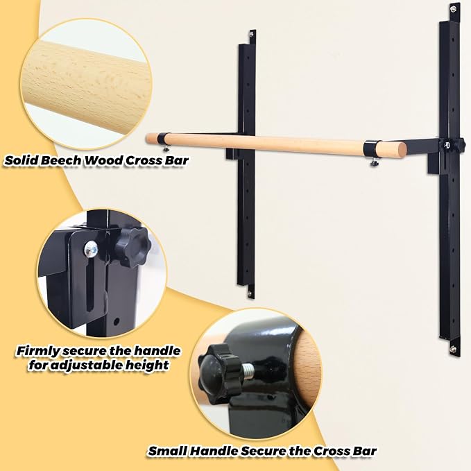 Seliyoo Ballet Barre Wall Mount,Height Adjustable Dance Bar | 4 FT /5FT Portable Solid Beech Wood Bar,Ballet Stretching and Barre Workout, Kids and Adults, Easy Install