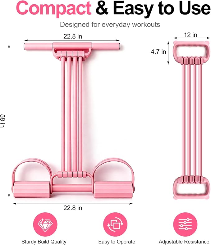 Multifunction Foot Pedal Resistance Bands with Handles, 3 in 1 Tension Rope Elastic Fitness Band for Home Workout, Yoga,Stretching, Full Body Exercise for Abs, Core, Waist, Arm, Leg