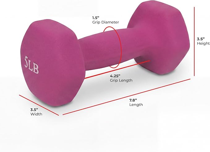 Sunny Health & Fitness Neoprene Hex Dumbbell for Home Gym 2-10 lb Pair | Strength & Cardio Weights, Muscle Toning, Yoga, Pilates & Rehab, Secure Grip, Home Workouts, 2, 5, 8, 10 lb Pairs