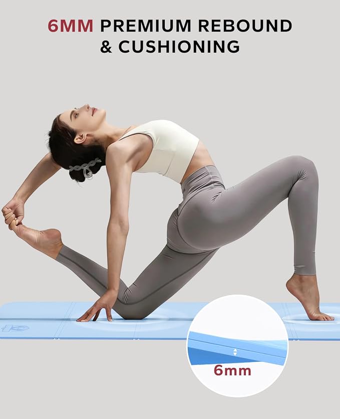 HAPBEAR Foldable Yoga Mat - 72"x24"x0.24" (6mm), Non-Slip TPE Exercise Mat | Ideal for Home Workout, Yoga, Pilates, Stretching & Travel, Durable & Eco-Friendly, Includes Carry Bag