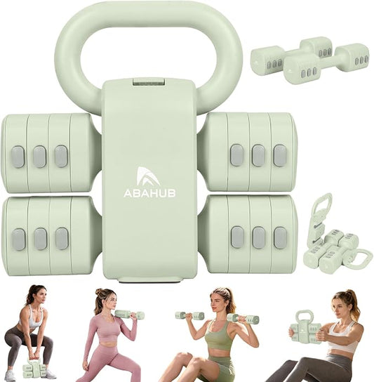 Abahub 2 in 1 Kettlebell & Dumbbell Set, Adjustable Dumbbell for Home Gym | Dumbbell with Kettlebell Converter Set of 2, Full Body Workout Kettlebell for Women