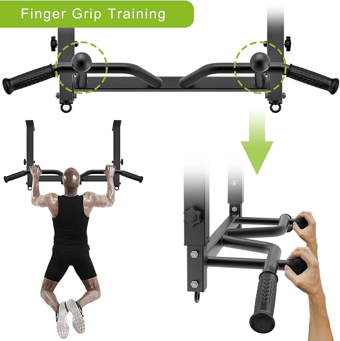 SELEWARE Heavy Duty Welded Pull Up Bar Wall/Joist/Ceiling Mount Chin Up Bar | Multifunctional Pull-up Bars w/Resistance Band Hooks for Home Gym Strength Training, Sturdy Steel Construction Support 500 lb