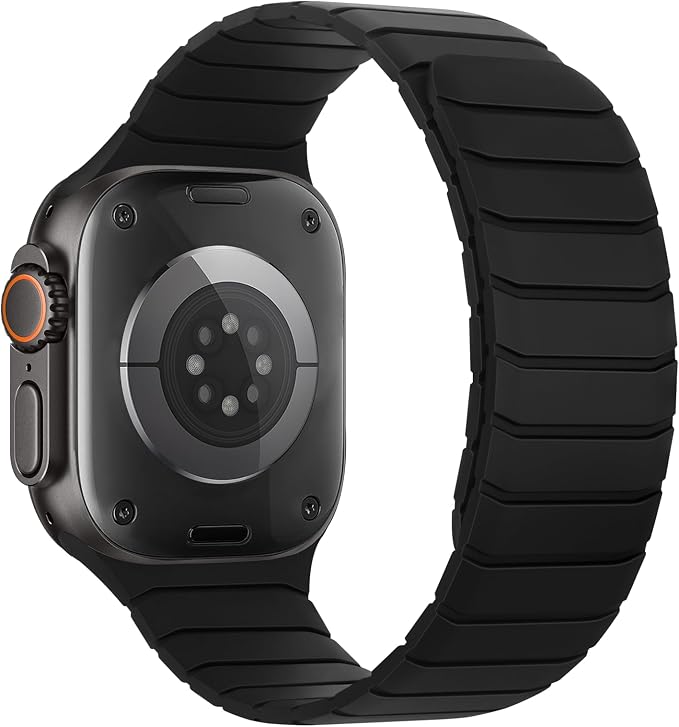 Tasikar Magnetic Bands Compatible with Apple Watch 49mm 46mm 45mm 44mm 42mm Soft Silicone Replacement Loop Wristband for iWatch Ultra 3 2 1 SE Series 11 10 9 8 7 6 5 4 3, Black