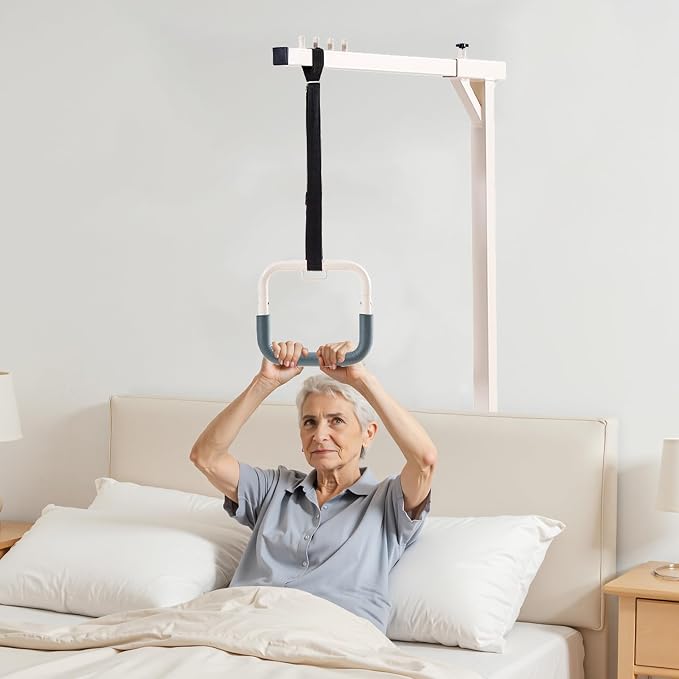 VEVOR Trapeze Bar for Bed Mobility, Heavy-Duty Steel Free Standing Trapeze Bar 250 LBS Weight Capacity, Hospital Bed Pull Up Assist for Elderly & Disabled, Ideal for Hospitals, Nursing Home, Home Care