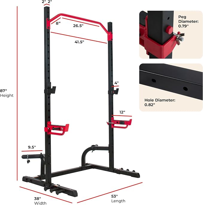 Sunny Health & Fitness Multifunctional Strength Training Home Gym – Complete Workout Equipment with Training Attachments, Optional Squat Stand, Power Rack Cage, Adjustable Incline Bench