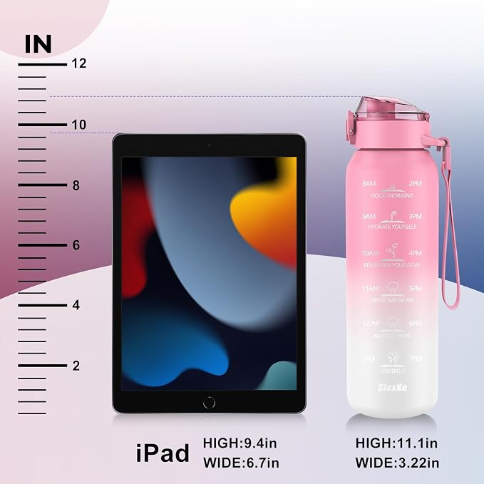 SLUXKE 32oz Insulated water bottle with 2 Lids (Straw and Chug Lid), 18/10 Stainless Steel Water Bottle BPA Free, Double Wall Vacuum Wide Mouth Insulated Water Bottle for Men, Women & Kids PINK WHITE