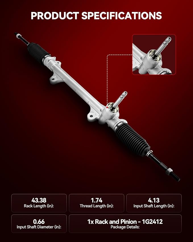 Torchbeam Power Steering Rack & Pinion Assembly Fit for 2014-2018 Forte, 2014-2018 Forte5 2.0L(Exc.2017), Hydraulic System Steering, Replaces OEM 1G-2412