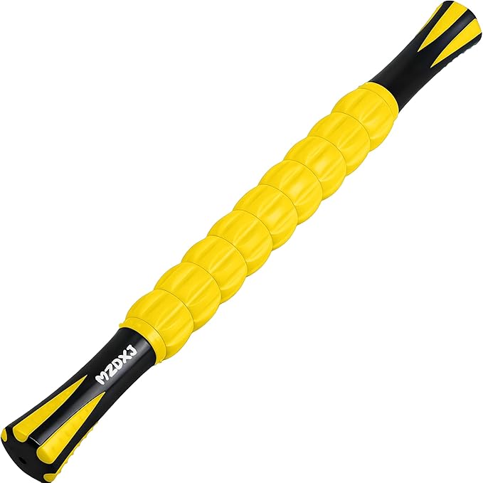 Muscle Roller & Massage Roller Stick for Athletes - Lymphatic Drainage Support, Relieves Muscle Soreness, Cramping & Tightness - Targets Legs, Arms, Back & Calves （Yellow）