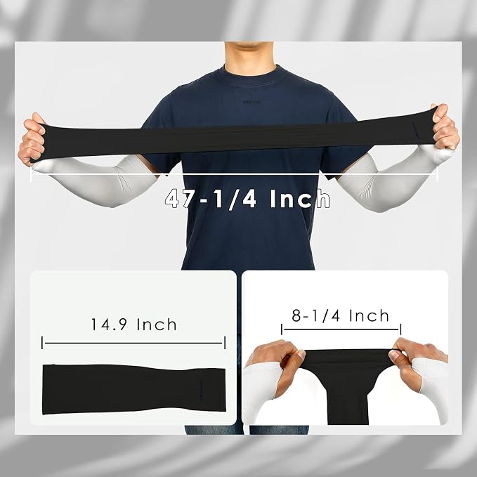 Achiou Arm Sleeves for Men Women, Sun Sleeves UV Protection Cooling Sports | Compression,Tattoo Sleeve Cover, Thumb Hole Design,Tattoo Cover Up, UPF 50+, Versatile Use for Basketball Football Volleyball