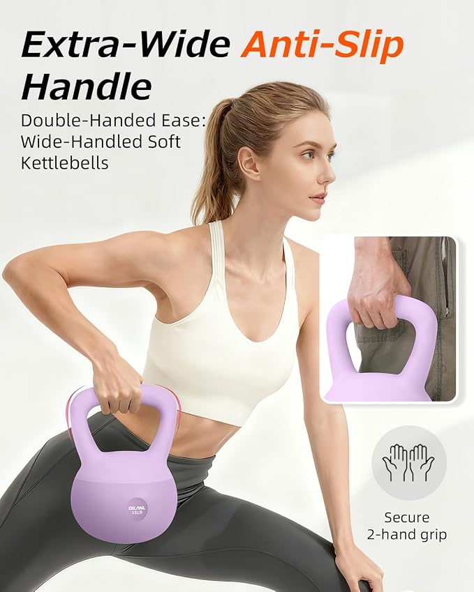 Soft Kettlebell, Safe Strength Training Kettle bell, Cushioned Impact | Resistant Base and Anti-Slip Grip Weight, Kettlebells Set for Home Workouts and Men/Women/Beginners,With Non-slip Gloves