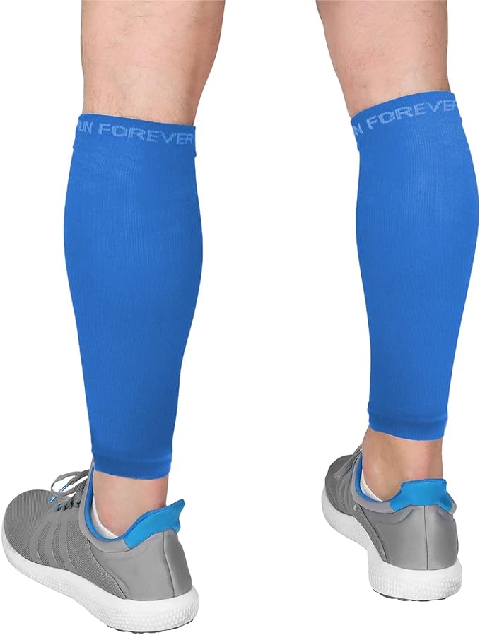 Run Forever Calf Compression Sleeve for Men & Women, 20-30mmHg Compression | Leg Sleeve for Shin Splints, Varicose Veins, Swelling & Pain Relief | Footless socks for Running, Cycling & Travel