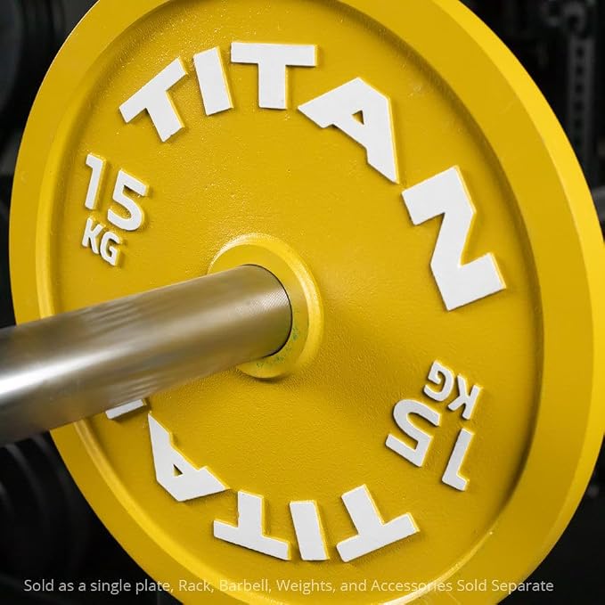 Titan Fitness Olympic Calibrated Steel Powerlifting Plates, Machine Precision Steel Discs