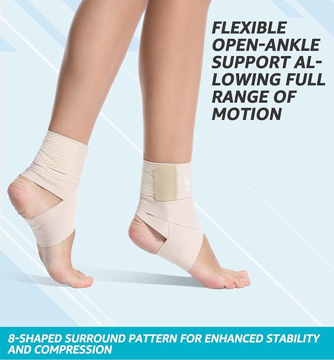 HiRui Ultrathin High-Elastic Ankle Wraps Ankle Brace for Men Women Kids, Adjustable Ankle Straps for Running, Football, Basketball, Sprains, Arthritis, Plantar Fasciitis (Beige, Small (Pack of 1))