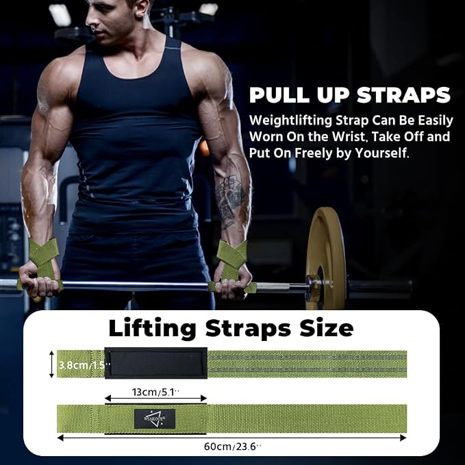 WSAKOUE Lifting Straps, Weightlifting Straps, Deadlift Straps with Padded Neoprene for Power Lifting, Bodybuilding, Gym Workout, Strength Training & Fitness Workout, Resistance