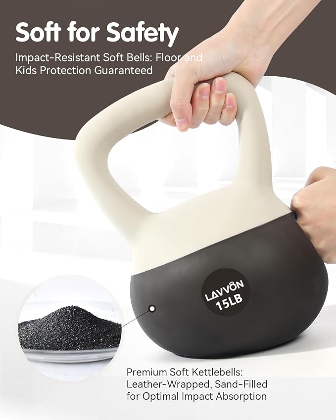 Soft Kettlebell - Cushioned Impact-Resistant Base and Anti-Slip | Kettle bell Anti-Slip Grip Weight for Home Workouts, Safe Strength Training Kettlebells Sets for Women& Men - Non-Slip Gloves