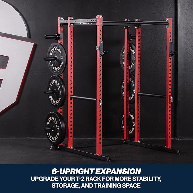Titan Fitness T-2 Series Power Rack Extension Kit, 12-Gauge Steel Uprights, Bolt-Together Rack Expansion for Home Gym with Weight Plate Holders
