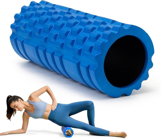 Krightlink Foam Roller for Deep Tissue Massage, 13" High Density Exercise Roller for Muscle Massage and Myofascial Trigger Point Release, Back Roller for Fitness, Yoga and Pilates (Blue)
