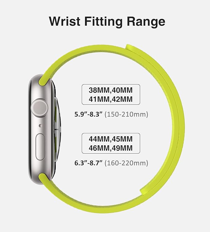 Magnetic Silicone Band Compatible with Apple Watch Band 42mm 41mm 40mm 38mm Series 11 10 9 8 7 6 5 4 3 & SE 3/2/1 Strong Magnetic Clasp, Waterproof & Adjustable (Fluorescent green)