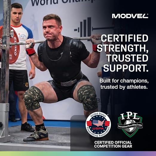 Modvel Strength 7mm Knee Sleeves (Pair) for Weightlifting & Powerlifting (USPA, IPL Approved) | High-Performance Knee Compression Support For Squats, Weight Lifting - Men and Women