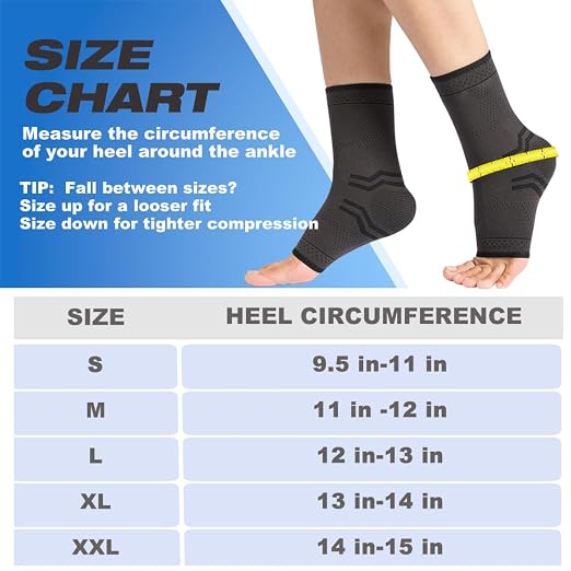 ABIRAM Ankle Brace for Men & Women - Adjustable Support & Compression Sleeve with Wrap for Sprained Ankle, Plantar Fasciitis, Achilles Tendonitis - Breathable Guard for Running, Sports, Recovery