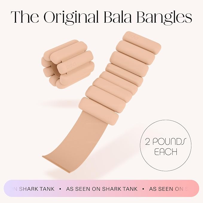 Bala Bangles Wrist & Ankle Weights for Women & Men, Home Gym Equipment | Adjustable Weighted Bands for Arm & Legs Workouts - Pilates, Yoga, Walking, Barre, & Strength Training Exercise